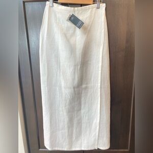 Eileen Fisher Irish Linen White Wrap Skirt sz S Washable Stretch back waistband